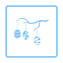 Image showing Easter Eggs Hanged On Tree Branch Icon