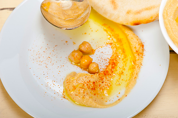 Image showing Hummus with pita bread