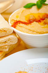 Image showing Hummus with pita bread