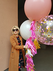 Image showing Young fashion happy blonde woman with baloons ,fashion photo, instagram filter