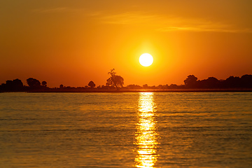 Image showing sunset on Chobe river, Botswana Africa