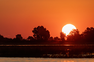 Image showing sunset on Chobe river, Botswana Africa