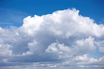 Image showing Nature, texture and environment with clouds in blue sky for heaven, peace and climate. Sunshine, mockup and dream with fluffy cloudscape in ozone air for freedom, pattern and weather meteorology