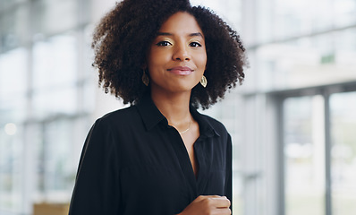 Image showing Portrait, startup and black woman with business, confident and creative agency with entrepreneur. Face, female person or employee with success, creativity and professional with a career and happiness