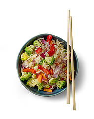 Image showing bowl of fried rice with vegetables