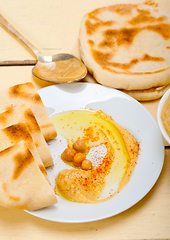 Image showing Hummus with pita bread