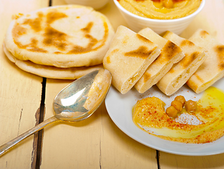 Image showing Hummus with pita bread