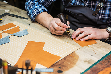 Image showing Concept of handmade craft production of leather goods.