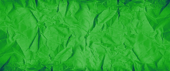Image showing Green crumpled paper texture. Banner background