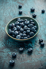 Image showing Blueberry - antioxidant organic superfood in a bowl concept for healthy eating and nutrition