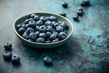 Image showing Blueberry - antioxidant organic superfood in a bowl concept for healthy eating and nutrition