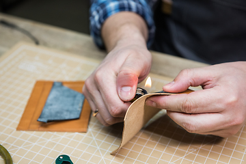 Image showing Concept of handmade craft production of leather goods.