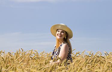 Image showing young girl in a wheat field