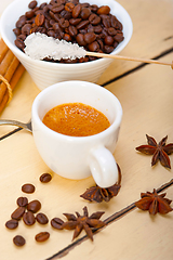 Image showing espresso coffee with sugar and spice