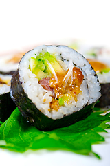 Image showing fresh sushi choice combination assortment selection