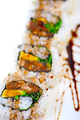 Image showing fresh sushi choice combination assortment selection
