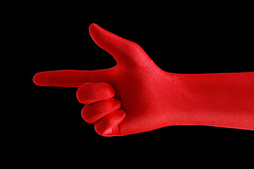 Image showing Red pointing finger