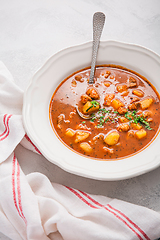 Image showing Hungarian hot goulash soup, beef, tomato, pepper, chili, smoked 