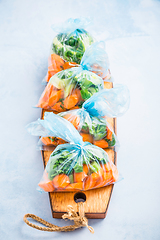 Image showing Prepared vegetable bags for freezer. Frozen food, food preservat