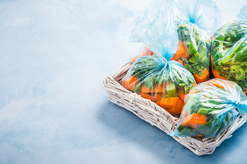 Image showing Prepared vegetable bags for freezer. Frozen food, food preservat