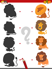 Image showing match shadows game with lions