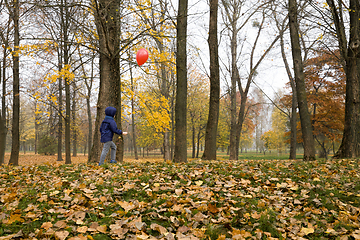 Image showing beautiful boy with a red balloon