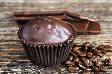 Image showing coffee , cupcake and milk chocolate