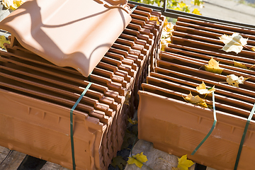 Image showing modern real clay tiles