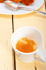 Image showing plum cake and espresso coffee