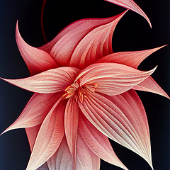 Image showing Watercolor pink lily flower on black background. 