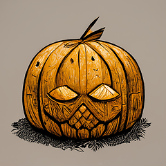 Image showing Halloween pumpkin angry cartoon character concept of monsters an