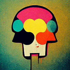 Image showing Colorful creative human brain. Cartoon style.