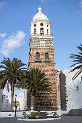 Image showing Church of our lady of Guadalupe or iglesia de nuestra senora de guadalupe, seen from the Plaza de la Constitution in Teguise, Lanzarote, Spain