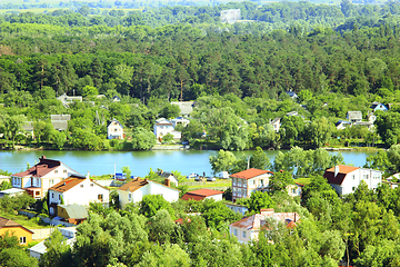 Image showing country houses at picturesque lake