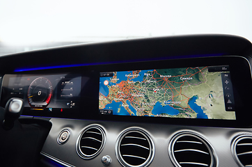 Image showing The luxury car dashboard. The Modern technology