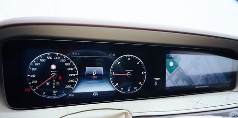 Image showing The luxury car dashboard. The Modern technology