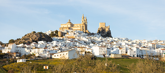 Image showing Panoramic of Olvera town, considered the gate of white towns route in the province of Cadiz, Spain