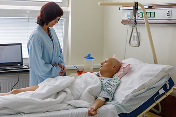 Image showing Middle age woman cancer patient