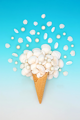 Image showing Seashell and Pearl Surreal Summer Ice Cream Cone