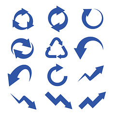 Image showing Arrows, direction and recycle icon isolated on white background, abstract and group of icons. Growth, progress and sign with navigation symbol, illustration and graphic with emoji and logo