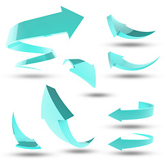 Image showing Icons, blue and arrows for design with white background with illustration for online technology. Sign, traffic and graphic with information for direction or network with icon for global vote.
