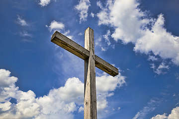 Image showing old wooden Christian cross