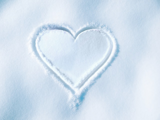 Image showing Heart, drawing and shape on ground in snow for love, romance and outdoor in winter for mockup space. Icon, emoji and romantic art, sign or creativity in ice, nature or frozen Valentines Day holiday