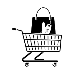 Image showing Shopping Cart With Bag Of Cosmetics Icon