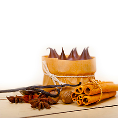 Image showing chocolate vanilla and spices cream cake dessert