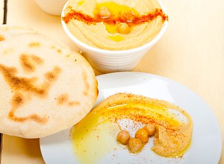 Image showing Hummus with pita bread