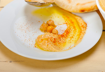 Image showing Hummus with pita bread