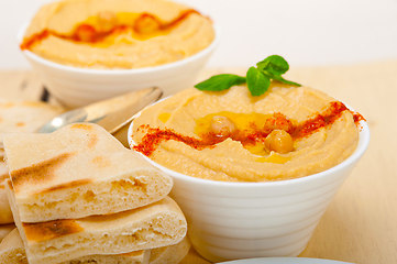 Image showing Hummus with pita bread