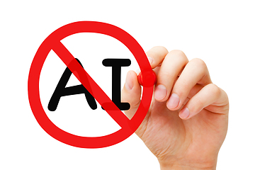 Image showing No AI Artificial Intelligence Prohibition Sign Concept