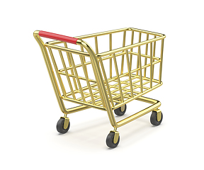 Image showing Empty golden shopping cart